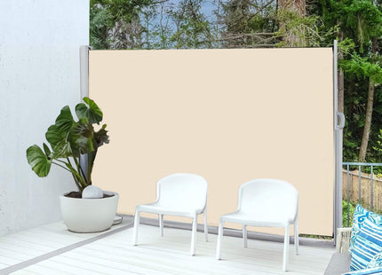 Windscherm - Tuinscherm - Oprolbaar - Waterbestendig - Staal - Aluminium - Lichtbeige - 350 X 180 CM