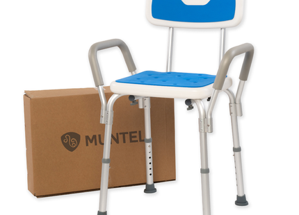 Douchestoel - Afneembare Arm & Rug Leuning - Hoogte Verstelbaar - Antislip - Extra Stevig - Super Licht