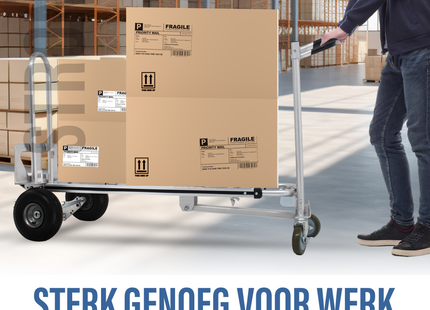 Steekwagen - 3 in 1 - Staal - 300 KG Draagvermogen - Transportwagen - Plateauwagen - TUV -  Steekkar - Trolley - Transport - Zilver