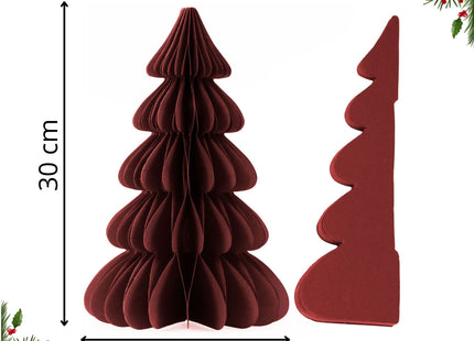 Papieren Kerstboom 30 cm – Bordeauxrood – Opvouwbare Kerstdecoratie met Magnetische Sluiting – Tafeldecoratie – 3D