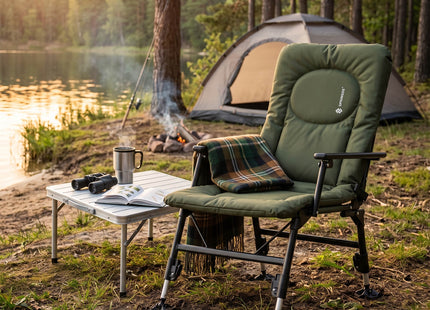 Campingstoel | Visstoel | Opvouwbaar | Groen | Staal | Polyester | 57 x 71 x 90 cm | 140 Kg