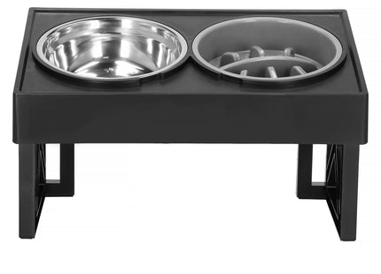 Voerbak | Dubbel | Metalen | 3 Hoogte niveaus | Vertragend