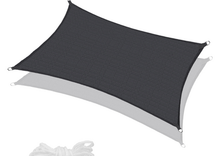 Schaduwdoek | Zonnezeil | Vierkant | 4 x 3 m | 90% Schaduw | Donker Grijs