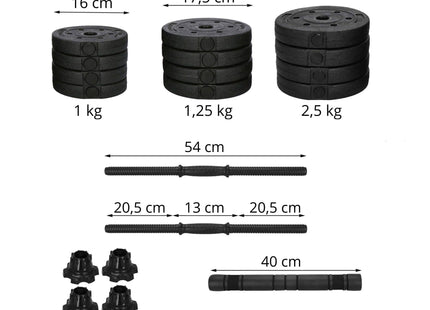 Dumbellset - 6 in 1 Springos Kettlebell Pro Set - 20 KG - Halter Verlengstuk - Verstelbaar - Complete Set - Thuis Sporten - Zwart
