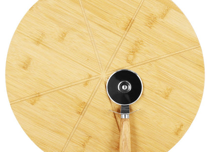 Pizzaplank | Pizzasteen | Pizzasnijder | 33 cm | Naturel