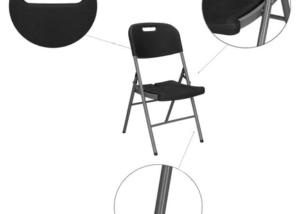 Campingstoel | Kampeerstoel | Vouwstoel | Klapstoel | Polyetheen | Zwart