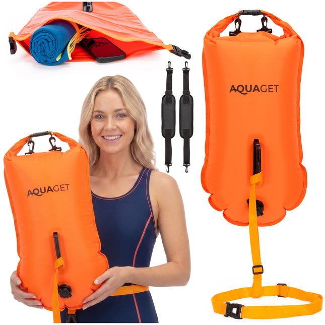 Zwemboei - Voor Openwaterzwemmen - Zwemveiligheidsboei - Incl. drybag /Saferswimmer/Safe swimmer/ 35 Liter / Reddingsfluitje - Oranje