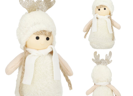 Kerstdame - Kerstversiering - Witte Rendierkabouter - 20 cm