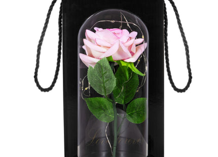 Roos | Valentijn | Rozen | LED | 22 cm | Roze/Groen/Zwart | Warm wit