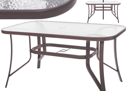 Tuintafel | 120 x 70 x 70 cm | Buitentafel | Eettafel Buiten | Metaal | Gehard Glas | 100 KG | Bruin