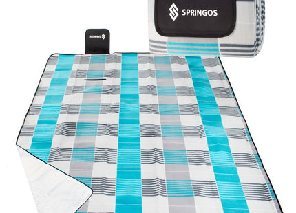 Picknickkleed | Picknickdeken | Buitenkleed | Picknick | 200 x 200 cm | Grijs/Blauw/Wit