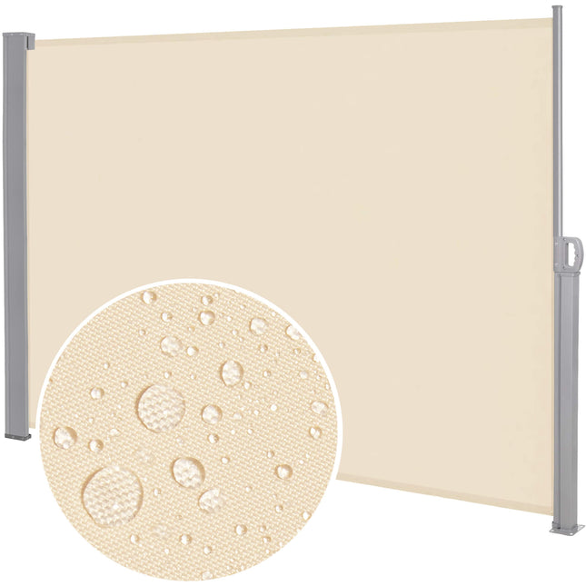 Windscherm - Tuinscherm - Oprolbaar - Waterbestendig - Staal - Aluminium - Lichtbeige - 350 X 180 CM