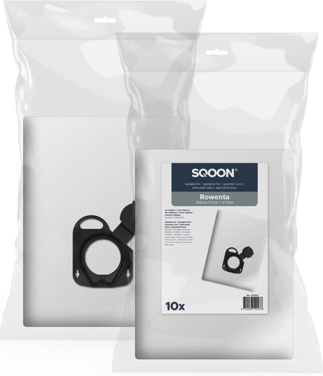 SQOON® Stofzuigerzakken  Geschikt voor Rowenta Silence Force / X-Trem - Vervangt ZR200520 / ZR200720 - 10 Stuks -