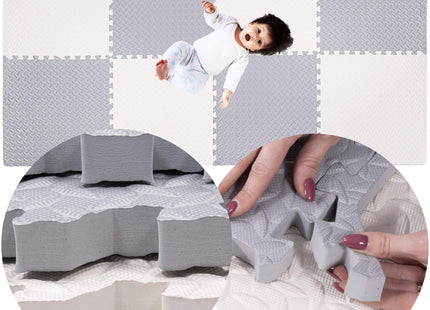 Speelmat | Speelmat Foam | Puzzelmat | Figuren | 9 Puzzelstukken | Crème / Grijs | 230 x 120 cm