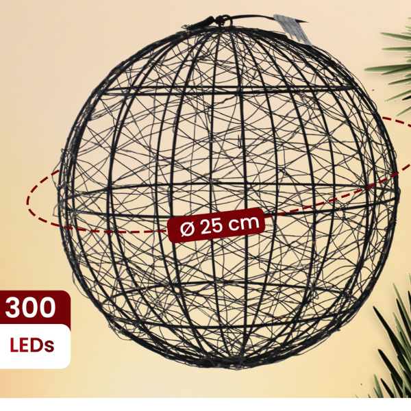 Lichtbol - Kerstversiering - Warm Wit - Flash Optie - Indoor & Outdoor - 300 Led - Ø 25 - Dimmer - 8/16 Timer