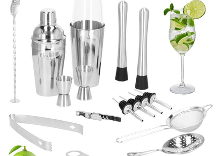 Cocktail Set | 18-Delige Cocktail Shaker Set | RVS | Zilverkleurig