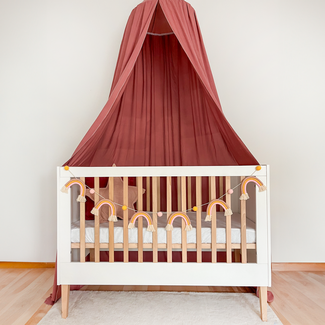 Baby Bed - Massief Eiken - Verstelbaar - Inclusief Matras - Wit / Naturel - 120 x 60 CM
