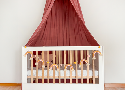 Baby Bed - Massief Eiken - Verstelbaar - Inclusief Matras - Wit / Naturel - 120 x 60 CM