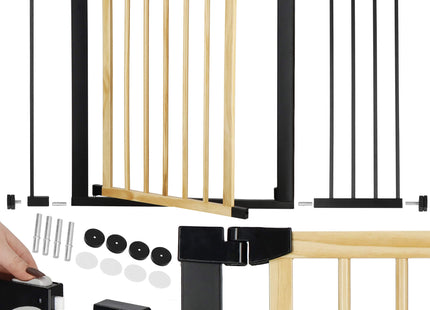 Traphekje | 75 - 117 cm | Traphek | Veiligheidshekje | Metaal | Hout | Zwart/Bruin