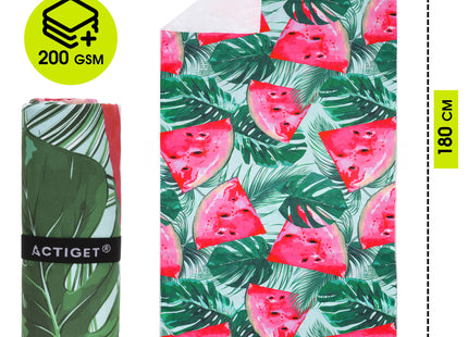 Strandlaken | Badlaken | Strandhanddoek | Microvezel | 180 x 100 cm | Roze/Groen