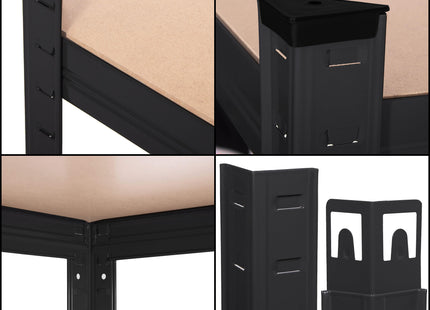 Opbergrek - Stellingkast - 675 KG - Metaal - 675 KG - Zwart - 150 x 75 x 30 cm