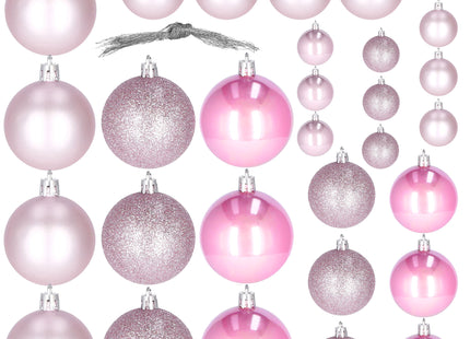 Kerstballen | 30 Stuks | 6/5/4 cm | Roze