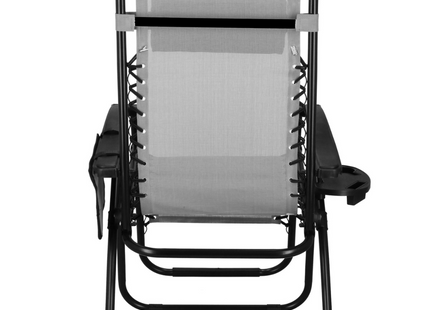 Tuinstoel - Ligstoel - Opvouwbaar - Verstelbaar - Ergonomische hoofdsteun - Grijs