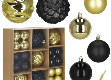 Kerstballen | 37 Stuks | 8 cm | Goud | Zwart