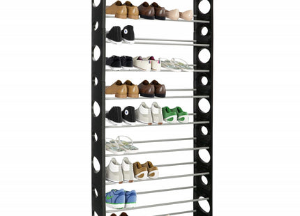 Springos Schoenenrek | 8 - 16 Paar Schoenen | 2 Laags | Kunststof/Metaal | Uitschuifbaar | Grijs