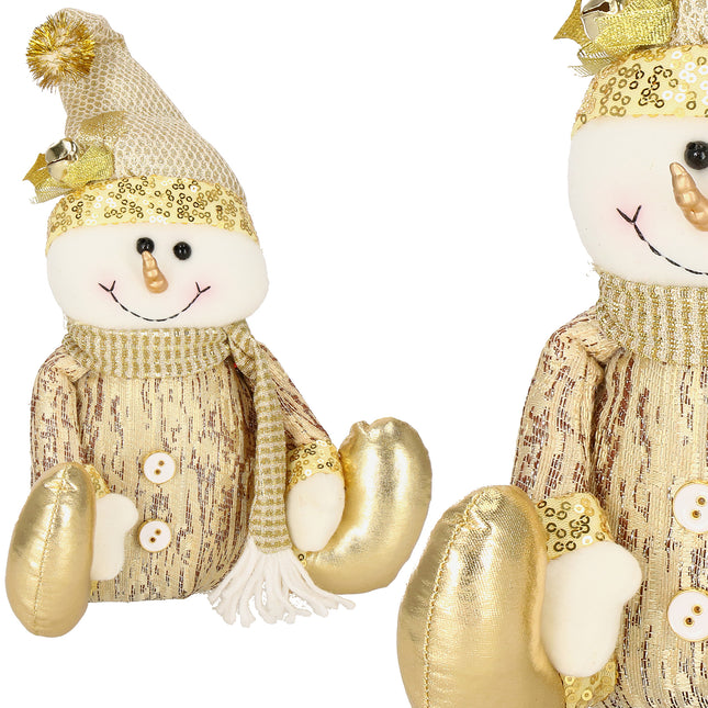 Sneeuwpop - Kerstversiering - Goud - 38 cm