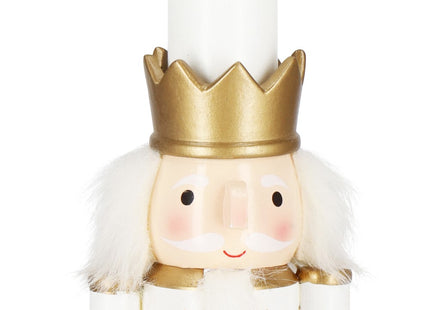 Notenkraker Kerst | Houten Soldaat | Kerstversiering | Goud/Wit | 30,5 cm