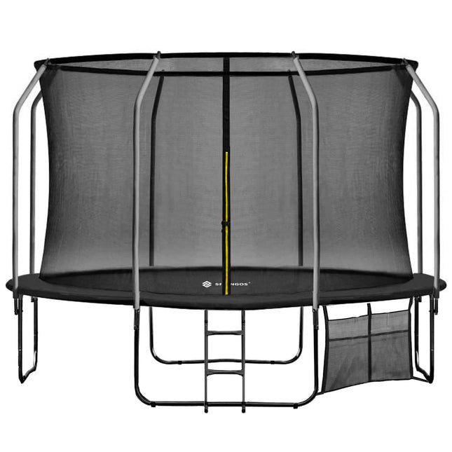 Trampoline | Trampoline met veiligheidsnet | Tuin | 365-374 cm | Zwart/Geel | Metaal