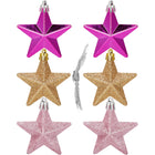 Kerstballen | Sterren | 6 Stuks | Goud/Roze