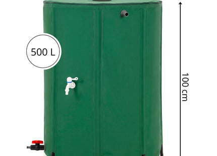 Regenton - Regenwatertank - Opvouwbaar - Met Kraan - 2 Kranen - 500 L