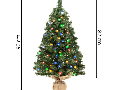 Kunstkerstboom Op Stam | Met Verlichting | 90 cm | Groen | Multicolor