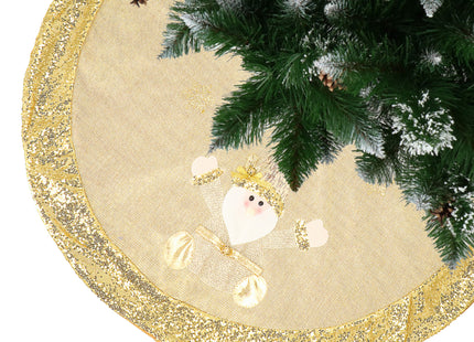 Kerstboomrok - Kerstboomkleed - Onderlegger - Kerstman - Goud - 106 cm