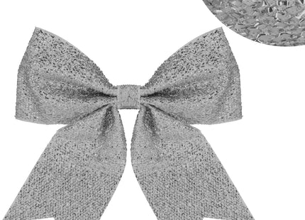 Kersthanger | Kerstversiering | Kerstdecoratie Voor Binnen |  Kerststrik | Zilver | 20 cm | 1 Stuk