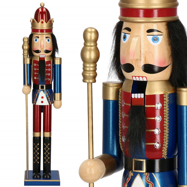 Notenkraker Kerst | 90 cm | Blauw/Rood