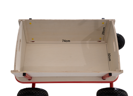 Bolderkar | Houten Bolderkar | Tuinkar | 50 KG | Rood | Naturel