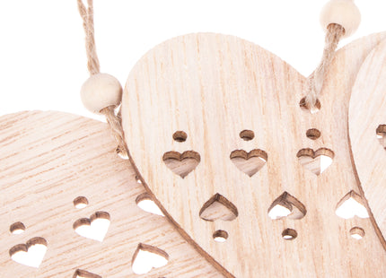 Kersthanger | Hart | Hout | 7 cm | 6 Stuks