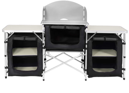 Campingkeuken - Keukentoestel - Campingtafel  - 3 Bladen - Opvouwbaar - Koffer - 175x45x110 cm