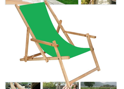 Ligbed | Strandstoel | Ligstoel | Verstelbaar | Arm Leuning | Beukenhout | Geïmpregneerd | Handgemaakt | Groen