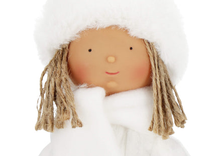 Kerstmeisje -  Kerstpop - Kerstversiering - Wit - 34 cm