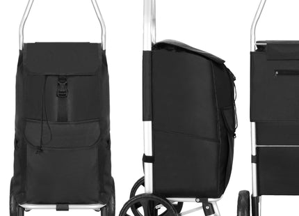 Boodschappentrolley - Boodschappenkrat - Met Twee Wielen - Grijs - Zwart - 42 L - 28 KG - 99 x 57 CM
