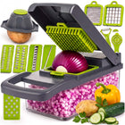 Groentesnijder 7-in-1 – Multifunctionele groenterasp – Met opvangbak en accessoires – Grafiet/Groen