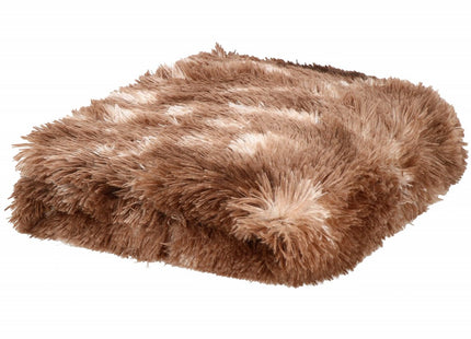 Plaid | Sprei | Deken | 200 x 220 cm | Pluche | Bruin/Wit Tinten