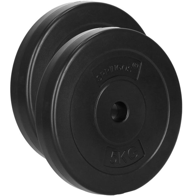 Halterschijven | 2 x 5 kg | Kunststof | Zwart