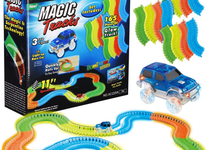 Racebaan - LED Verlichte Raceauto - 220 Delen - Glow In The Dark
