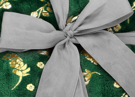Plaid | Sprei | Deken | 200 x 150 cm | Pluche | Plant | Groen/ Goud