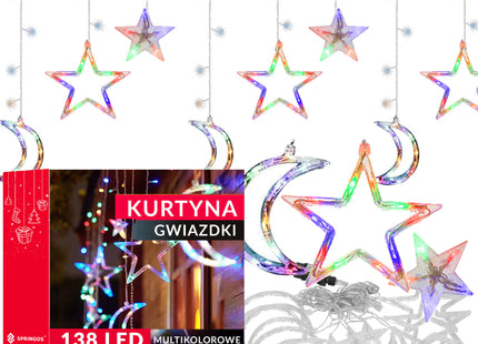Lichtgordijn | IJspegel Verlichting | Inclusief USB En Afstandsbediening | 138 LED | Multicolor | Sterren | Maan